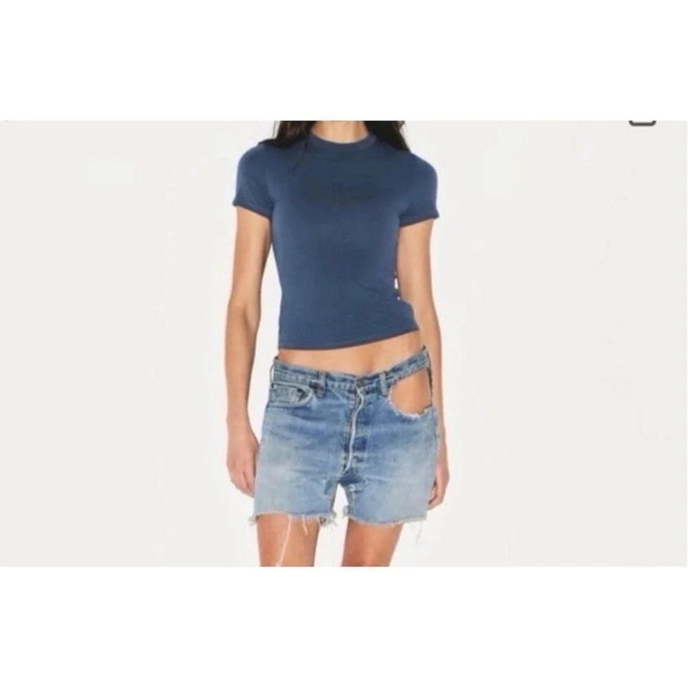 SKIMS Cotton Rib T Shirt in Harbor / Size S - Picture 4 of 5